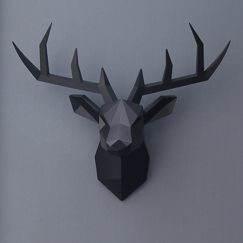 3D Animal Head Wall Hanging Decoration Animal Figurine Living Room Wall Decor Decorative Deer Sculpture Home Interior Decoration