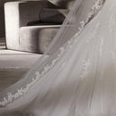 White Lace Bridal Edge Veils  Hot Sale 300CM Cathedral Bridal Veil Custom Made Ivory Tulle Wedding Accessories For Bride