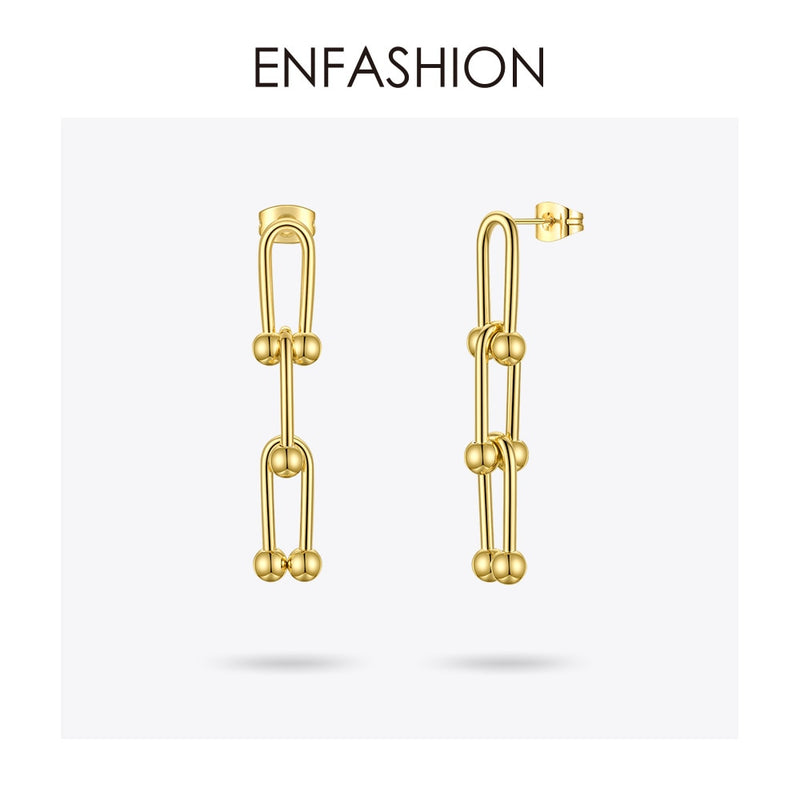 ENFASHION Hollow Link Chain Drop Earrings For Women Stainless Steel Bead Dangle Earings Fashion Jewelry 2020 Pendientes E201159