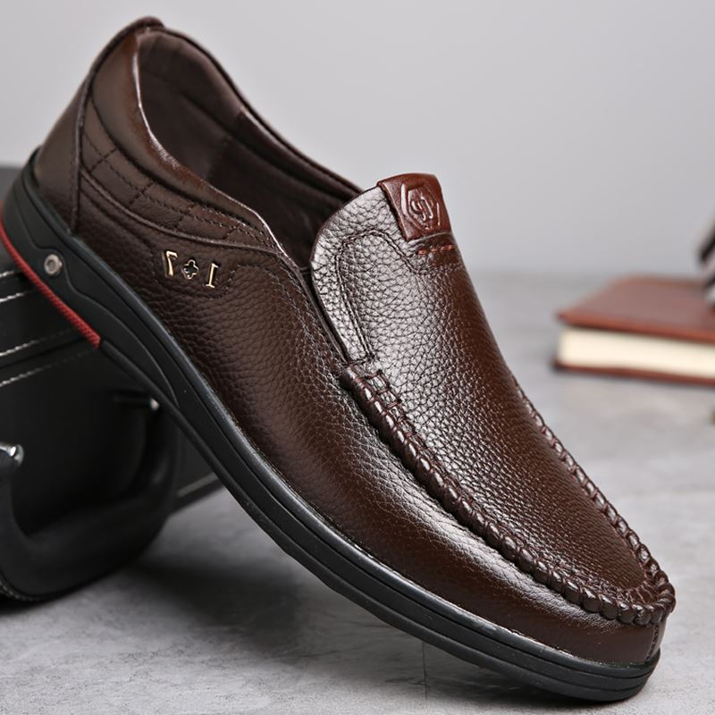 Zapatos de cuero genuino, mocasines para Hombre, zapatos de cuero informales de negocios, mocasines suaves clásicos, zapatos planos transpirables para Hombre