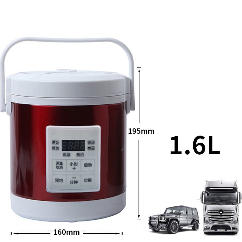 Mini olla arrocera DMWD de 12V y 24V, 1,6 l, para coches, camiones, sopa eléctrica, máquina de cocinar gachas, vaporizador de alimentos, caja de almuerzo de calentamiento rápido