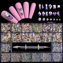 21 Grids Crystals Diamonds Nail Rhinestones Set 3100pcs FlatBack Rhinestones Kit Sparkling Nail Art With 1 Pen For Decorations