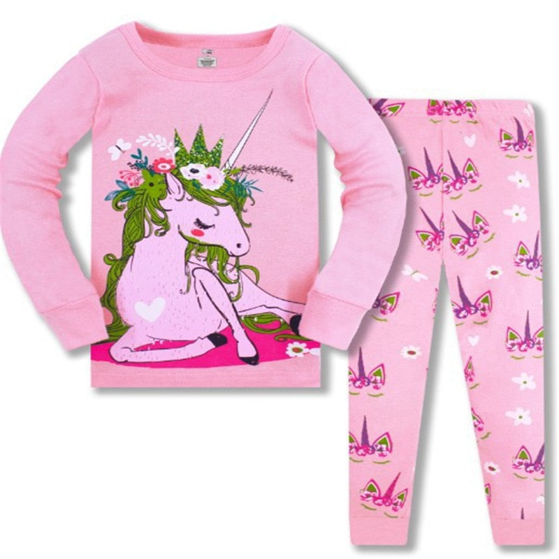 Unicorn Girls Pajamas Set Kids Baby Spring Autumn Sweet Suit Cartoon Infantil Children Sleepwear Clothes