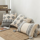 Moroccan Style Cushion Cover Tuft Tassels Handmade Neutral Decoration Pillow Cover 45x45cm/30x50cm For Sofa Bed  Grey Ivory Diamond Stripe