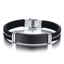 Vnox Casual Bracelets for Men Women Custom Engraving Stainless Steel Personalized Silicone Bangle