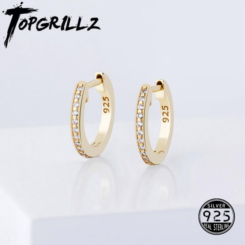 TOPGRILLZ 925 Sterling Silber 12mm Runde Ohrringe Iced Out Micro Pave Zirkonia Ohrringe Modeschmuck Geschenk für Frauen