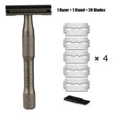 HAWARD Matte Black Safety Razor Fits All Double Edge Razor Blades Classic Manual Metal Razor For Men&amp;Women,20 Shaving Blades