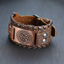 Vnox 26mm Wide Bracelets for Men Viking Icon Nordic Rune Hammer Wristband Black Brown Punk Rock Vintage Jewelry