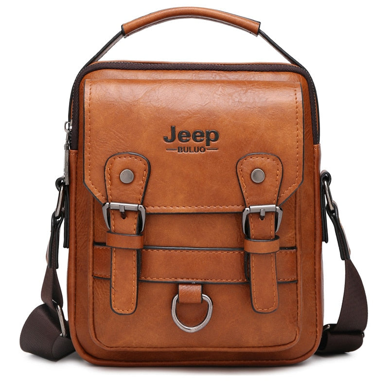JEEP BULUO Nagelneuer Mann Umhängetasche Multifunktions-Mann-Handtaschen Große Kapazität Spaltledertasche für Mannreisen