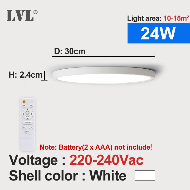 Luz de techo Led con Control remoto moderno, grano de madera dorada, 24W, 32W, dormitorio, sala de estar, cocina, baño, lámpara de techo regulable RC