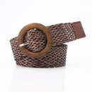 RAINIE SEAN Pu Leather Knitted Women Belt Vintage Ladies Belts for Dresses Ethnic Style Khaki Black Brown Female Waist Belt