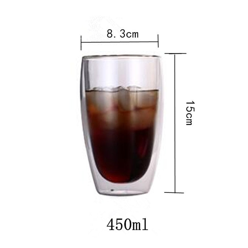 80/250/350/450ml Heat-resistant Double Wall Glass Cup Beer Coffee Cups Handmade Healthy Drink Mug Tea Mugs Transparent Drinkware