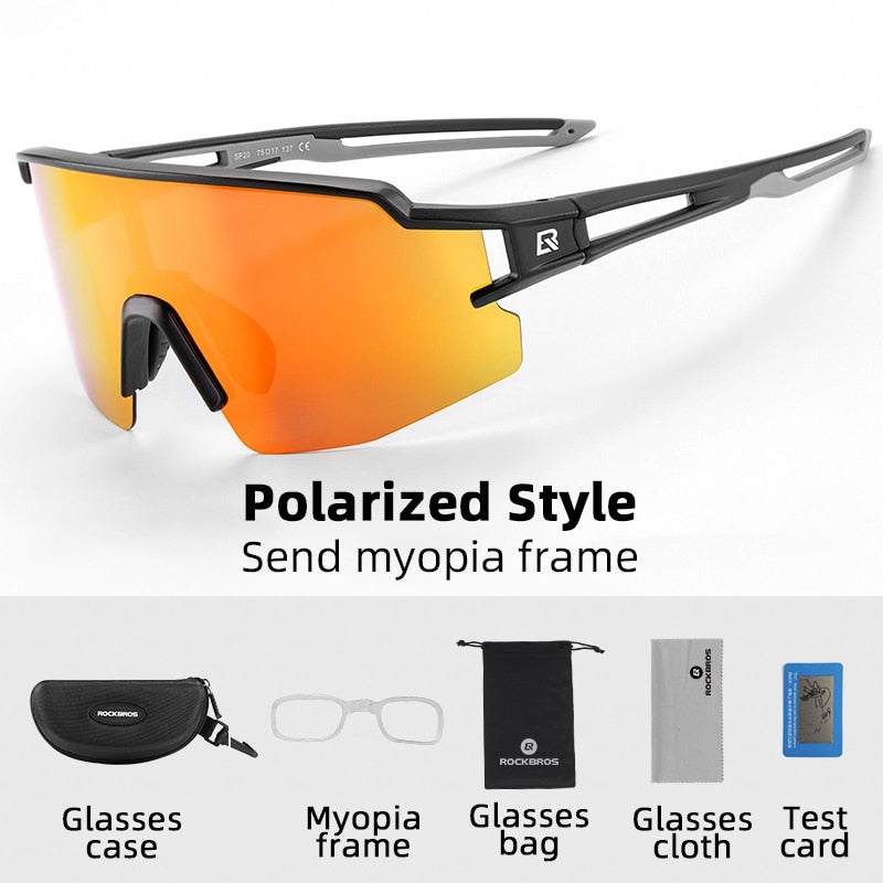 ROCKBROS Photochrome Fahrradbrille Polarisierte Eingebaute Myopie-Rahmen Sport-Sonnenbrille Männer Frauen Brille Fahrradbrille Goggle