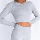 Workout Tops For Women Fitness Sport Yoga Top Knitted Yoga Shirt Seamless Top Long Sleeve Running Sport Shirt Women Sportswear