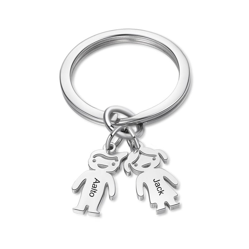 JewelOra Personalized Name Stainless Steel Children Charm Keychain Customized Engrave Boy/Girl Charms for Women Ladies