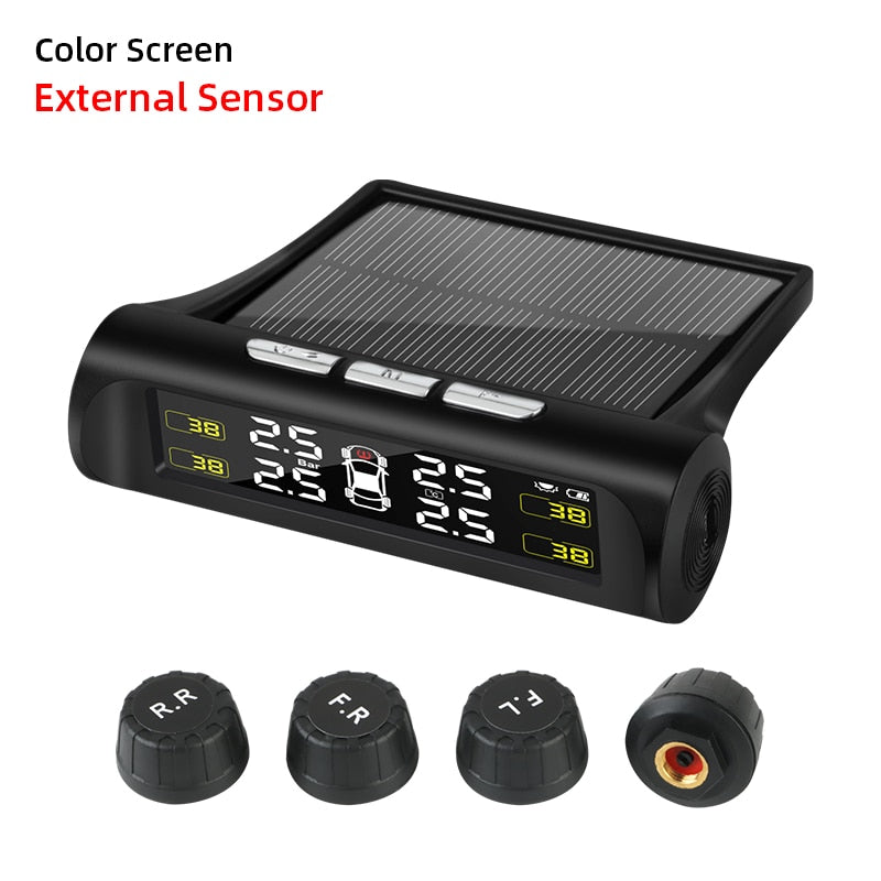 Jansite Smart Car TPMS Tyre Pressure Monitoring System Solar Power Digital LCD Display Auto Security Alarm Systems Tyre Pressure