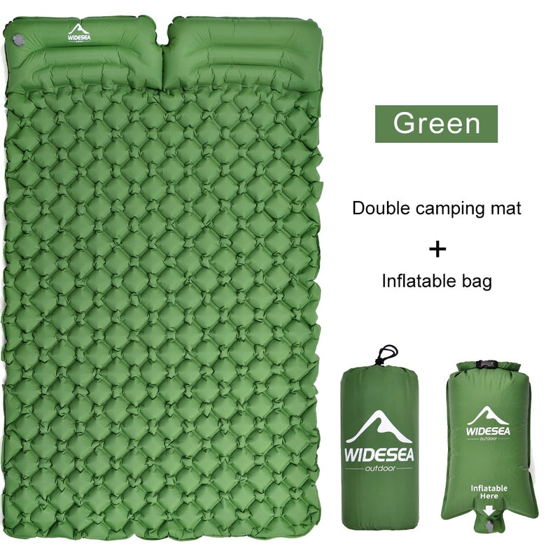 widesea camping doppelte aufblasbare Matratze im Freien Isomatte Bett ultraleicht faltbare Reise Luftmatratze Kissen feuchtigkeitsfest
