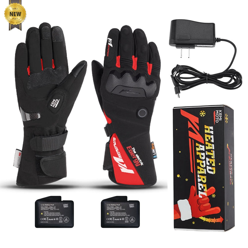 Motorcycle Heated Gloves Touch Screen Winter Warm Skiing Gloves Waterproof Rechargeable Heating Thermal Gloves For Snowmobile