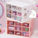 MINKYS Kawaii White/Pink 9 Grid ABS Drawer Desktop Organizer Desk Storage Box Free Sticker School Stationery Accessories