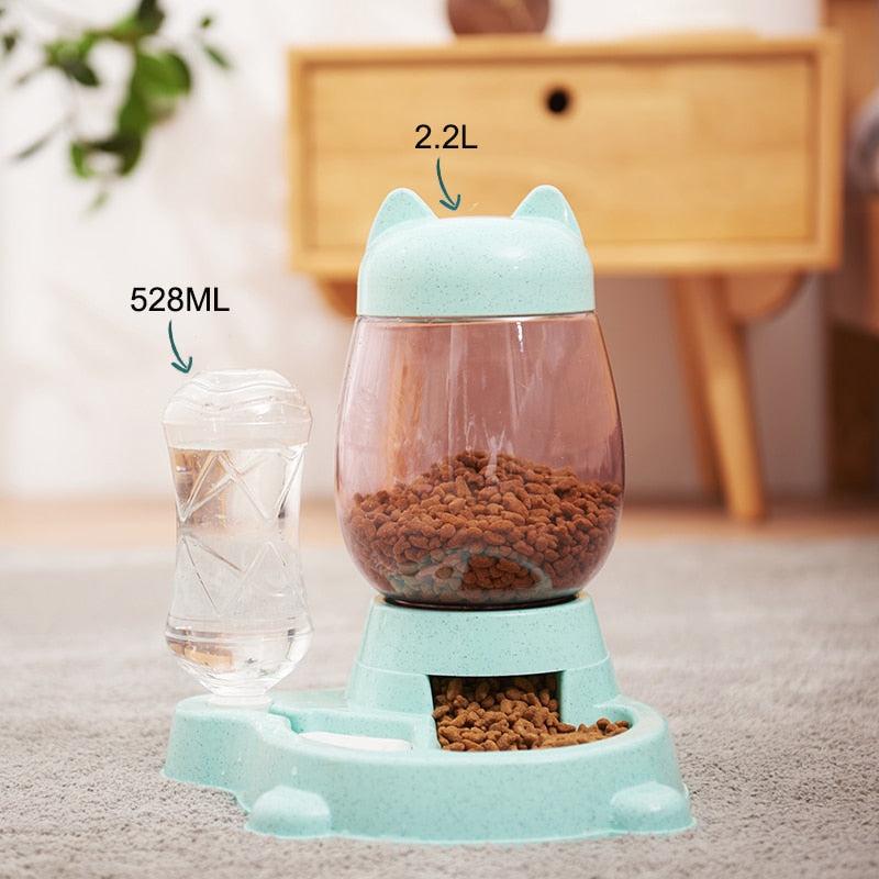 1.7L Pet Dog Cat Automatic Feeder Bowl for Cats Drinker Water 650ml Bottle Kitten Bowls Dogs Food Feeding Container Supplies