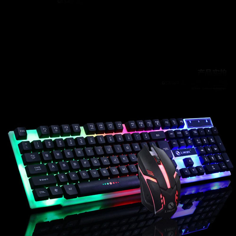 USB Wired Gaming Keyboard Mouse Set PC Rainbow Colorful LED Illuminated Backlit  Gamer Gaming Mouse and Keyboard Kit Home Office