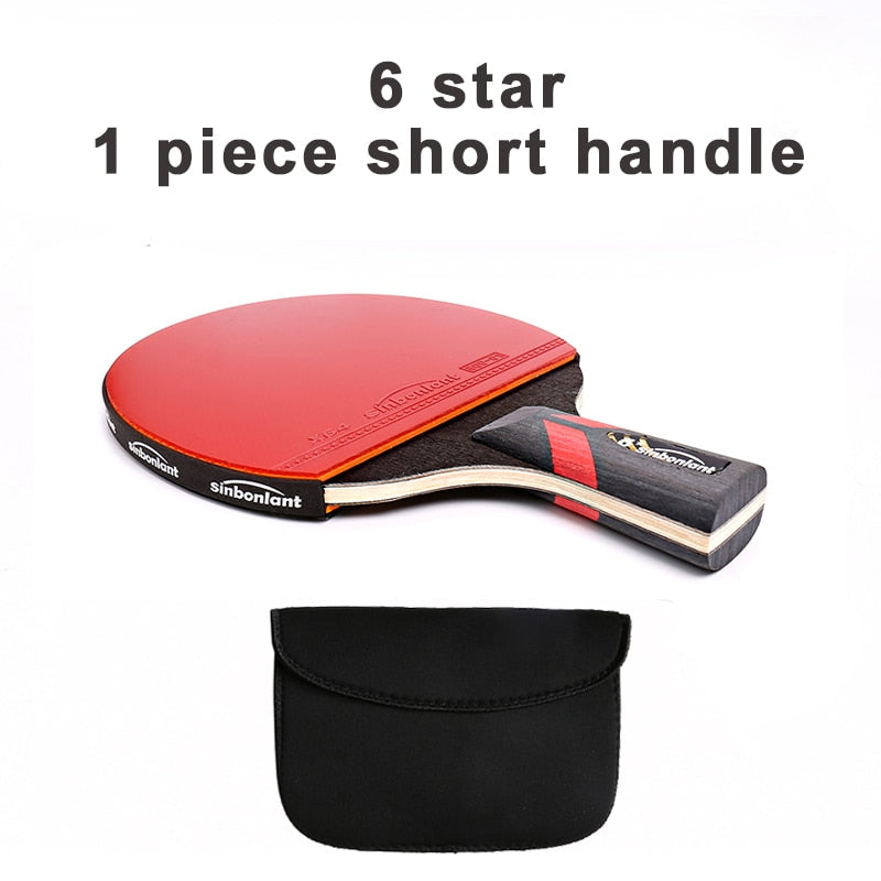 Raqueta de tenis profesional, hoja de carbono de mango largo corto, goma con granos de doble cara en raquetas de Ping Pong con estuche