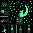 Glow in the Dark Cat Sticker Kids Room Luminous Stickers Home Decor Cartoon Wall Sticker Car Phone Bathroom Toilet Decoration