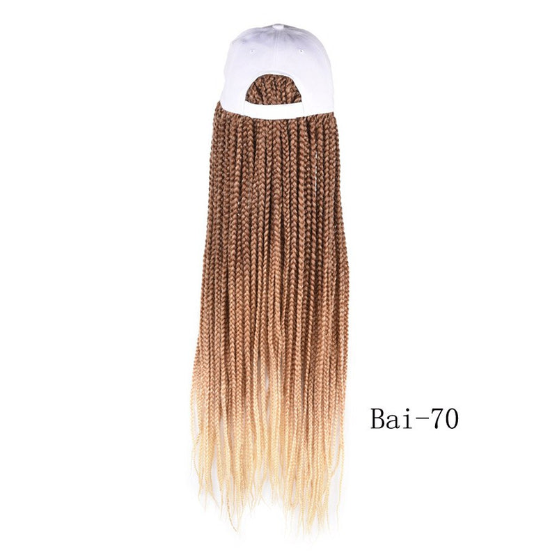 Caja trenzas gorra de béisbol peluca 24 pulgadas largo sintético trenza pelucas sombrero con extensiones de cabello trenzado para mujeres negras tamaño ajustable