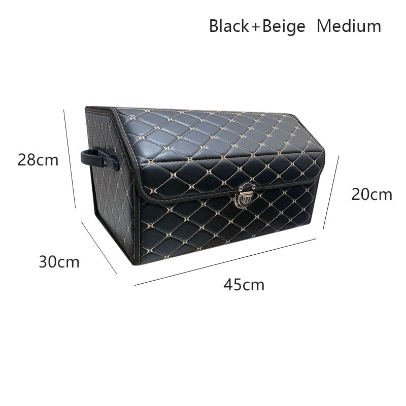 AUTOROWN PU Leather Trunk Organizer Box for Shopping Camping Picnic Home Garage Storage Bag Auto Interior Accessories S/M/L