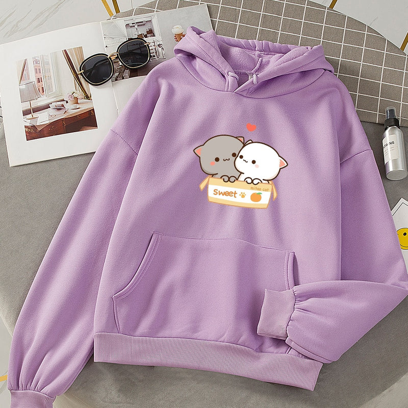 Sudaderas con capucha de estética Grunge para Mujer, Sudadera con gráfico de gran tamaño Kawaii para Mujer, ropa informal de pareja Harajuku, Sudadera para Mujer