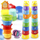 Stack Cup Educational Baby Toys Rainbow Color Figures Folding Tower Funny Puzzle Piles Stacking Cup Letter Toy Kids Water Toys
