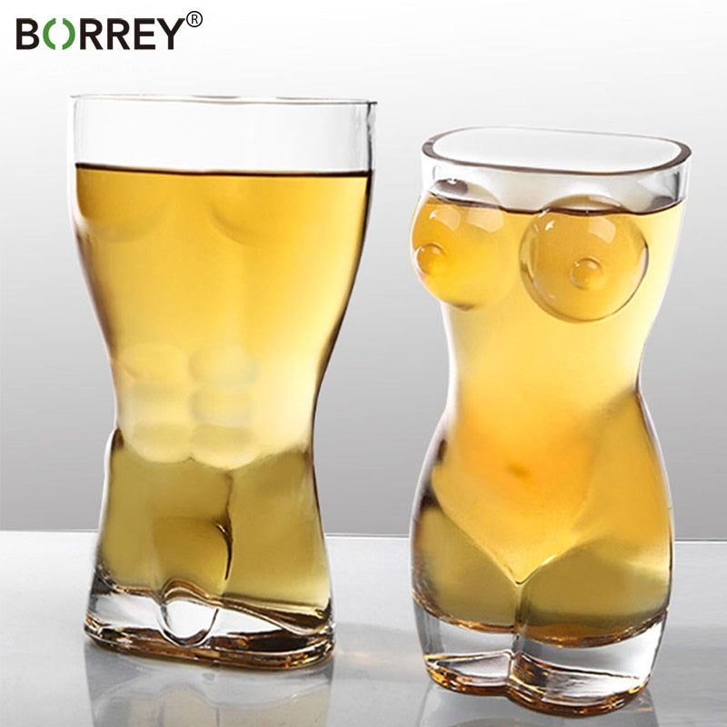 BORREY, copa de cerveza única, divertida copa de vino, whisky, Vodka, vasos de chupito, barra creativa, copa de cóctel, taza con forma de cuerpo, taza de jugo de café