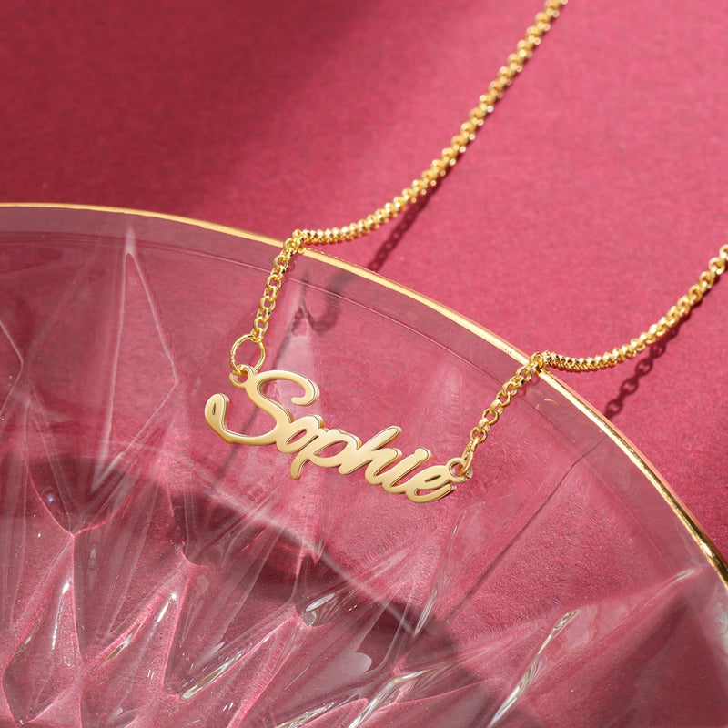 Personalized Copper Custom Made Nameplate Pendant Necklace 3 Colors Women Customized Letter Necklaces Anniversary Jewelry