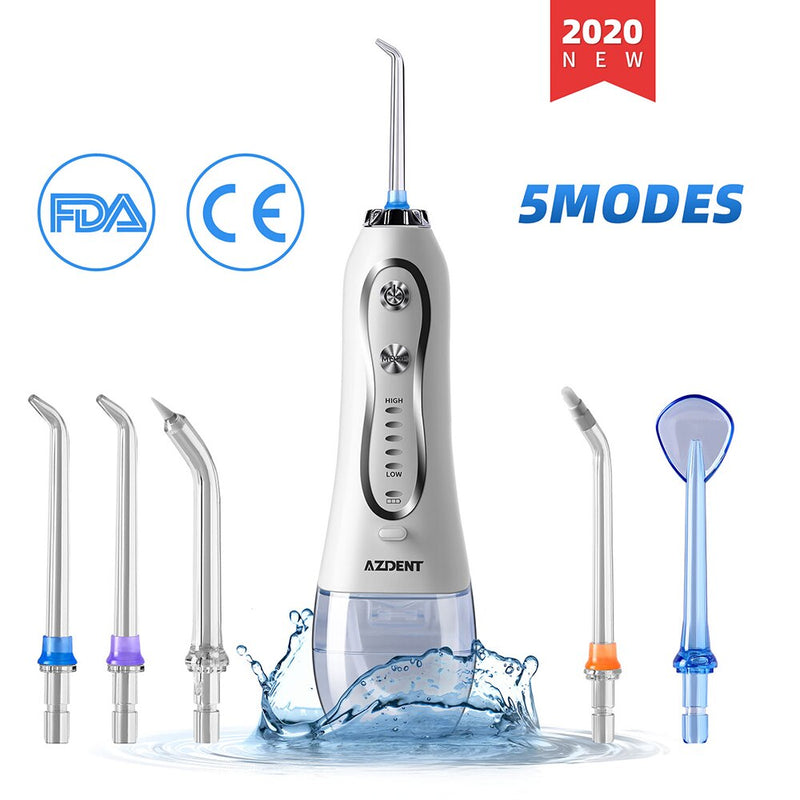 AZDENT portátil inalámbrico eléctrico agua Oral Dental irrigador Flosser USB recargable limpiador de dientes 5 modos IPX7 impermeable