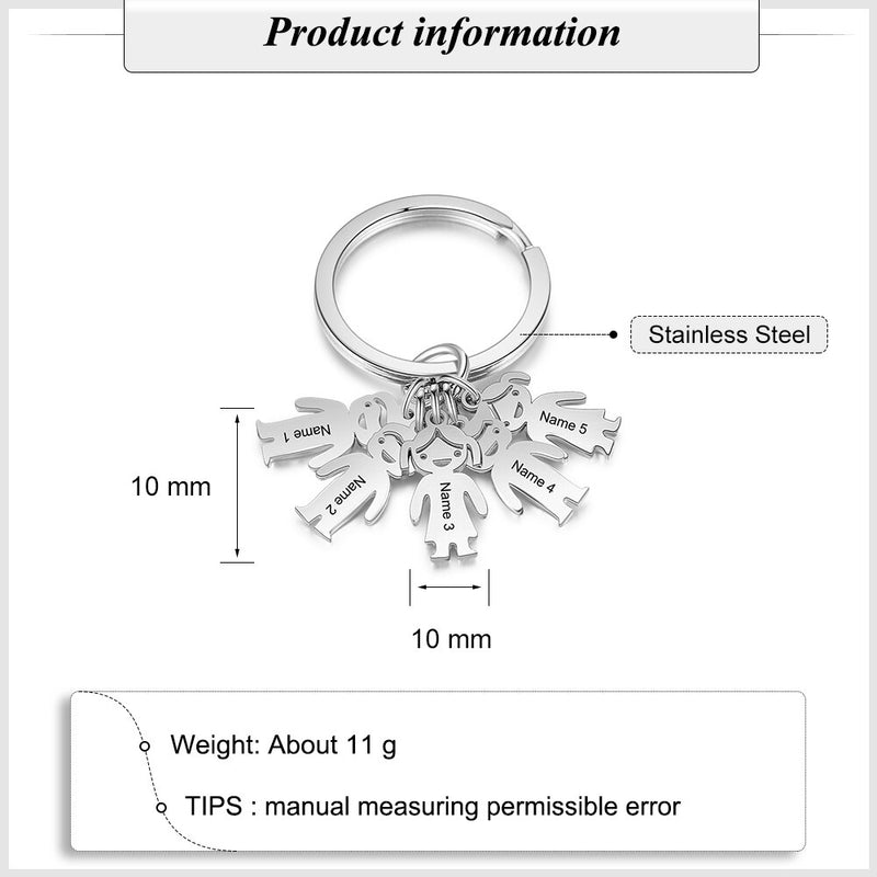 JewelOra Personalisierter Name Edelstahl Kinder Charm Schlüsselanhänger Personalisierte Gravur Junge/Mädchen Charms für Damen Damen