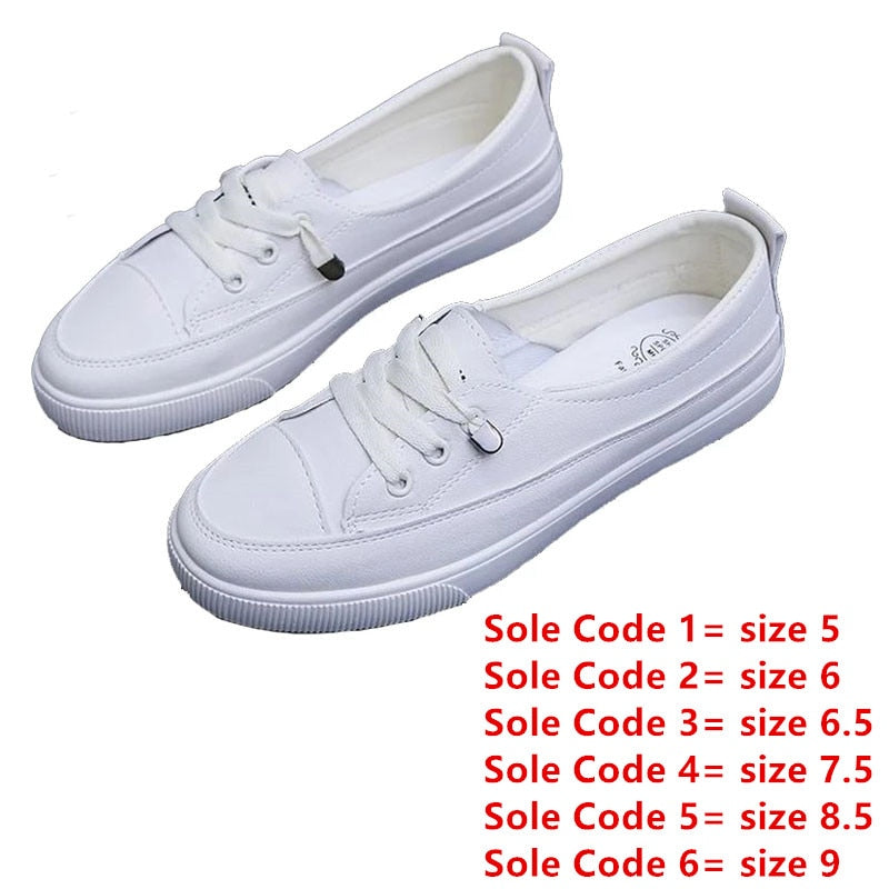 2022 Low Platform Sneakers Women Shoes Female Pu Leather Walking Sneakers Loafers White Flat Slip On Vulcanize Casual Shoes