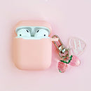 Cute Korean Pearl Silicone Case for Apple Airpods 1 2 Case Accessories Wireless Earphone Protective Cover Cherry Dog Key Ring