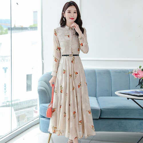 Vintage Chiffon Black Casual Midi Dress 2022 Autumn Winter Elegant Women Boho Prom Maxi Dress Party Long Sleeve Wedding Vestidos