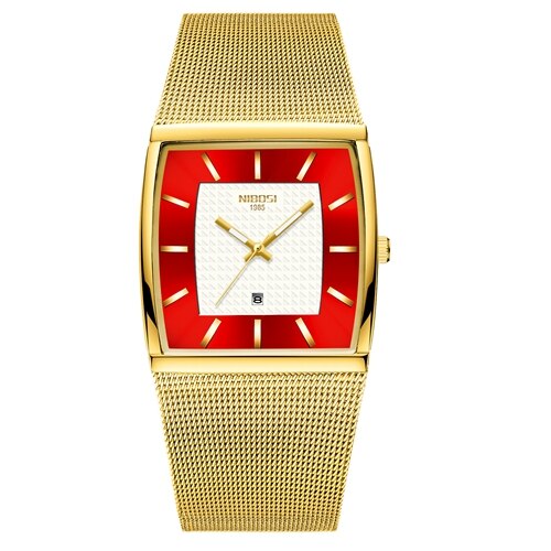 NIBOSI, relojes para hombre, marca superior, reloj de cuarzo cuadrado azul de lujo, reloj de pulsera dorado resistente al agua para hombre, reloj Masculino