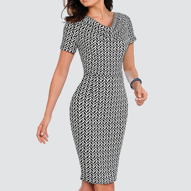 Frauen-beiläufiges Leopard-Druck-Büro-Geschäfts-Hüllen-dünnes Sommer-Bleistift-Kleid HB452