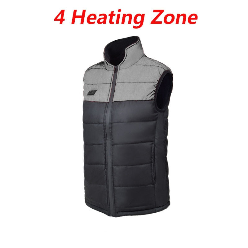 4 Zones Outdoor Heated Vest Men Women Electric Intelligent Heating Vest Jacket Slveeless Thermal Waistcoat Sports Hiking Camping