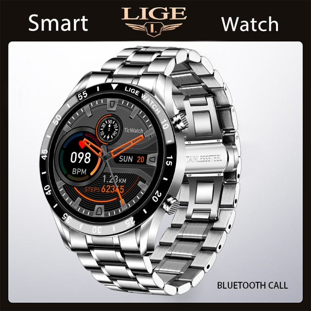 LIGE 2022 Smart Watch Herren Full Touch Sport Fitness Uhr Blutdruck Wasserdicht Bluetooth Anruf Für Android Ios Smartwatch Herren