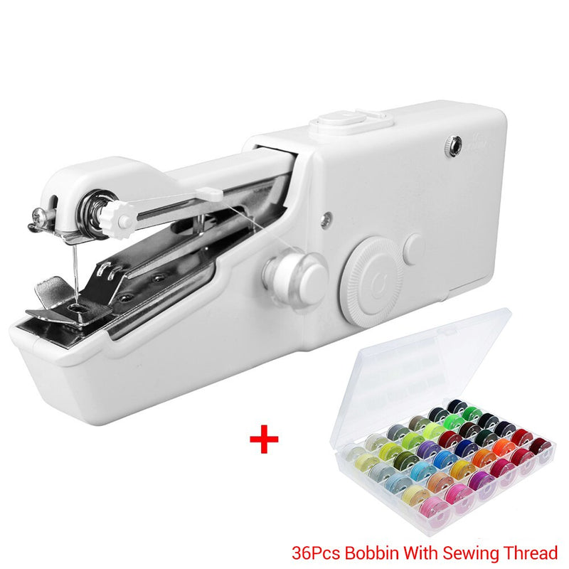 1Set tragbare Handnähmaschine Quick Stitch Sew Handarbeit Schnurlose Kleidung Stoffe Mini-Nähmaschine mit Nähsets