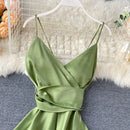 Boho Schlank V-Ausschnitt Sommer Bandage Rückenfrei Maxi Langes Kleid Frauen Lässige Spaghettiträger Party Strandurlaub Elegante Tunika Vestidos