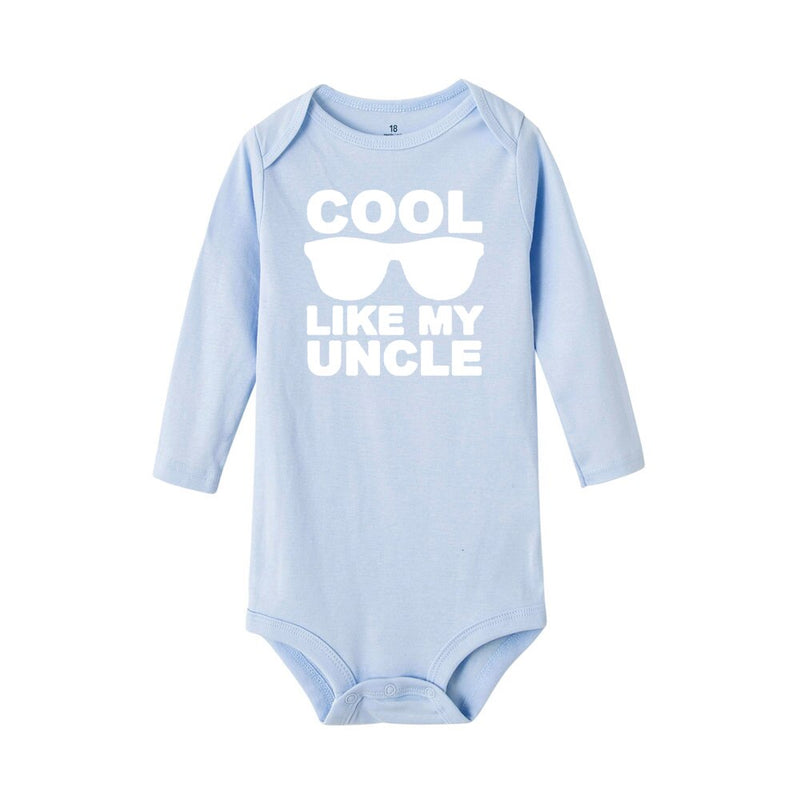 Cool Like My Uncle Baby Boys Bodysuits Autumn Long Sleeve Bodysuit  Winter Ropa  Newborn Shower Present 0-24M