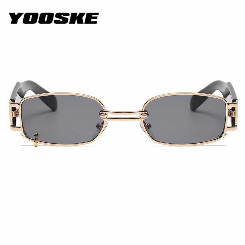 YOOSKE Brand Deisgn Vintage Square Sunglasses Men Women Metal Small Sun Glasses Retro Black Pink Trend 90s Eyewear UV400