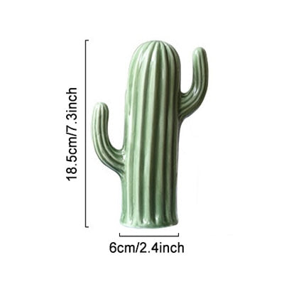 Nordic Style Creative Ceramics Cactus Ornaments Living Room Desktop Decorative Simulation Green Plant Figurines Home Decoration