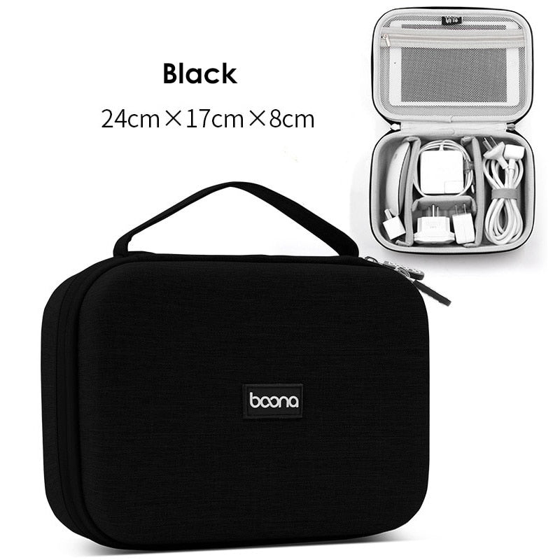 Bolsa de almacenamiento de dispositivos digitales de carcasa dura para adaptador de Mac, Cable de datos de ratón, auriculares, HDD, estuche organizador de dispositivos electrónicos