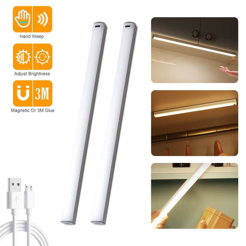 LED Under Cabinet Lights Hand Sweep Sensor Lamp 30 40 50cm Motion Sensor Light Wardrobe Closet For Bedroom Kitchen Light Home