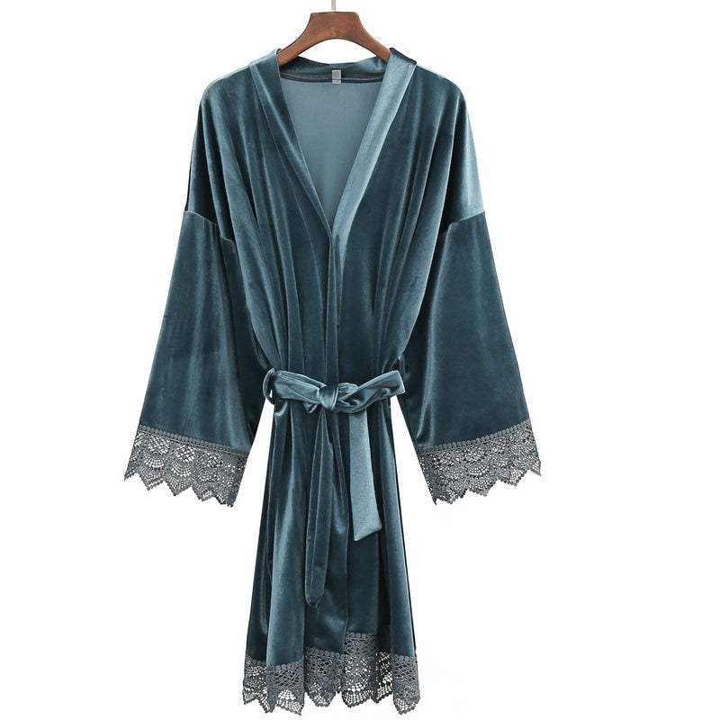 2021 Velvet Robe Warm Winter robe Bathrobe For Women Bride Bridesmaid Kimono Robes Bath Robes wedding robe